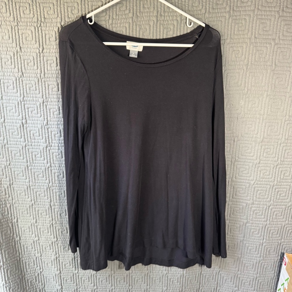 Old Navy Blouse Women’s Size Medium Relaxed Navy Black Long Sleeve